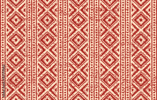 Ethnic geometric pattern with red tones, decorative for printing for background, wallpaper, carpet, floor, curtain, fabric or texture pattern in the local design.