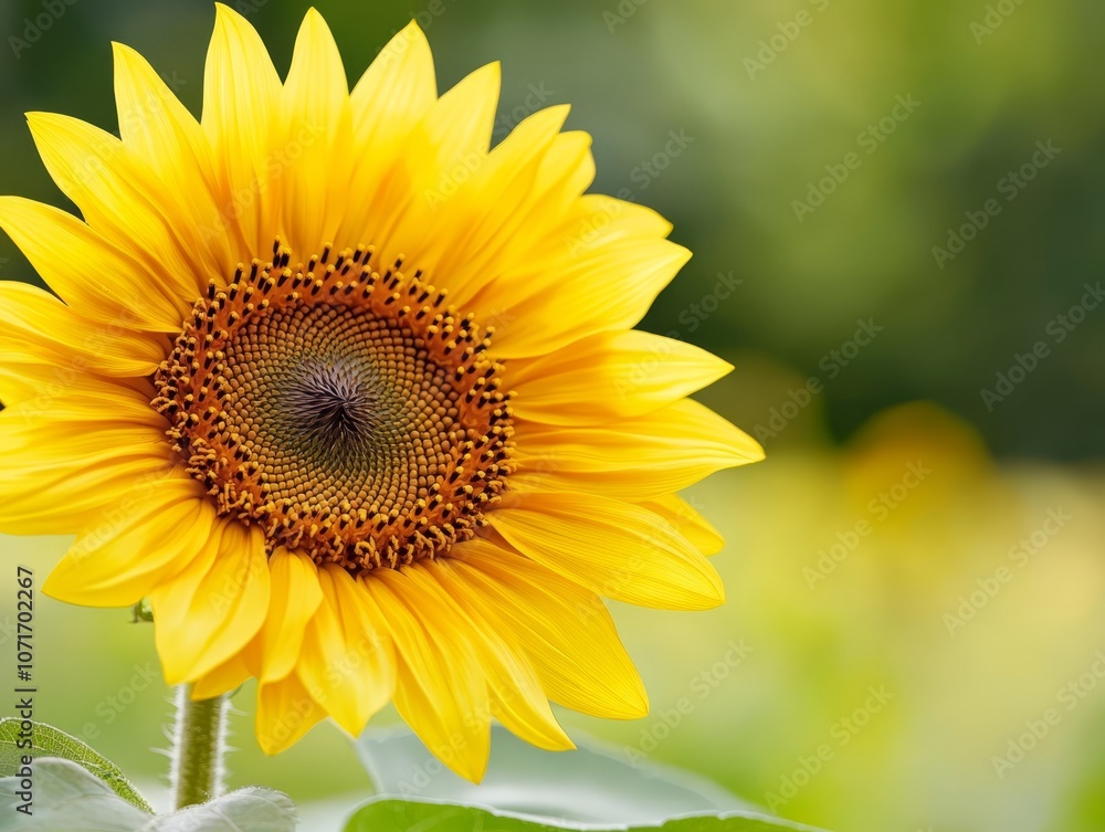 Fototapeta premium A close up of a sunflower with a green background