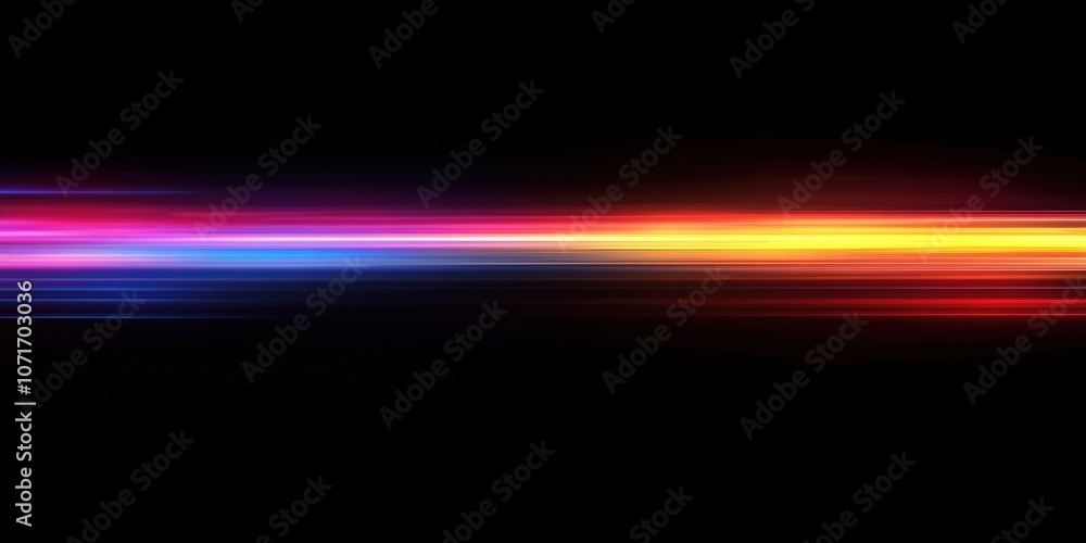 Obraz premium Colorful Light Streaks on Black Background, Abstract Design Featuring Dynamic Motion and Vibrant Hues for Creative and Artistic Projects