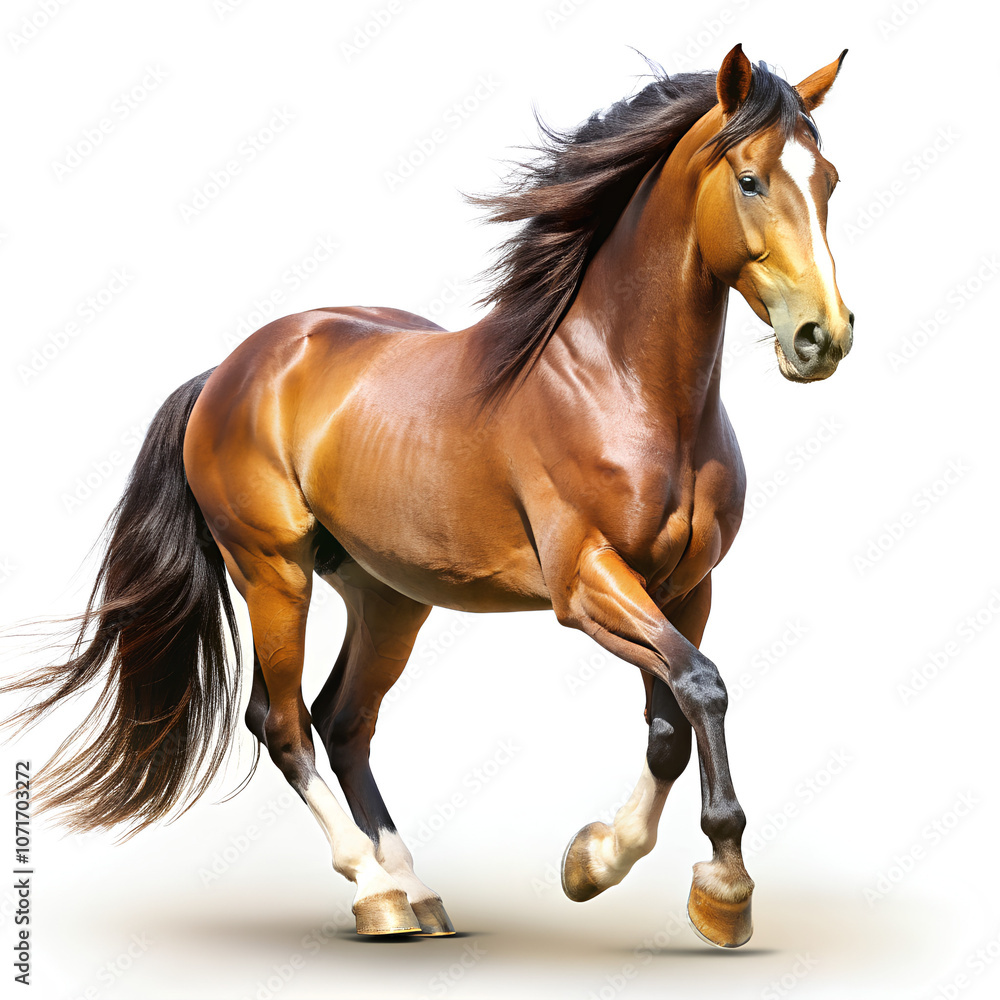 Obraz premium Horse walking on white background