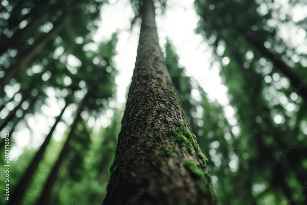 Fototapeta premium A tall tree in the middle of a forest