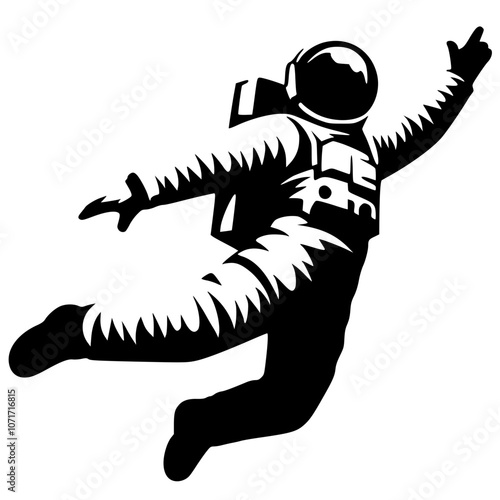 Silhouette of an astronaut jumping