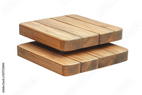 Natural Wooden Square Planks Stack Isolated on Transparent Background for Rustic Decor, Eco-Friendly Design, Craft Projects, and Home Accessories in Minimalist and Organic Style 