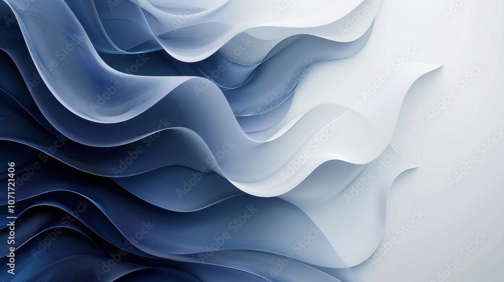 Obraz premium Abstract waves in shades of blue and white, creating a smooth, flowing texture.