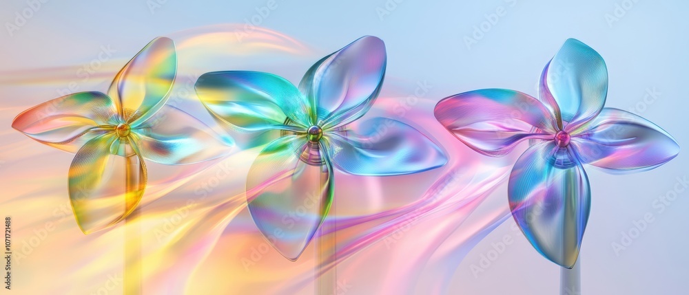 Fototapeta premium Flower petal windmills generate a spectrum of gigapixel high fidelity colors