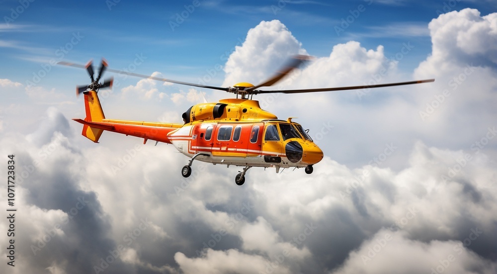 Fototapeta premium close up of helicopter in the air