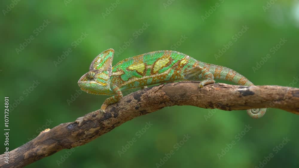 The Veiled Chameleon or Cone-head Chameleon is a species of chameleon native to Yemen and Saudi Arabia, walked slowly. The Veiled Chameleon or Cone-head Chameleon is a species of chameleon native to Yemen and Saudi Arabia, walked slowly.