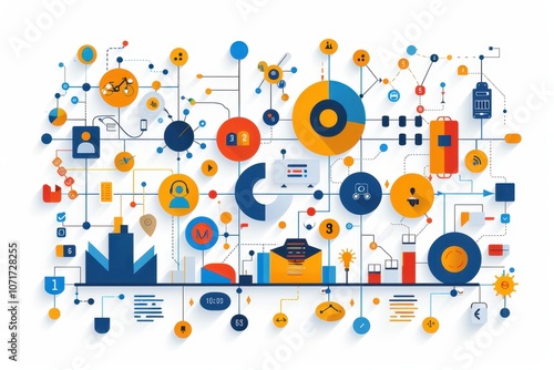 Wallpaper Mural Abstract graphic design featuring interconnected elements representing technology and data. Torontodigital.ca