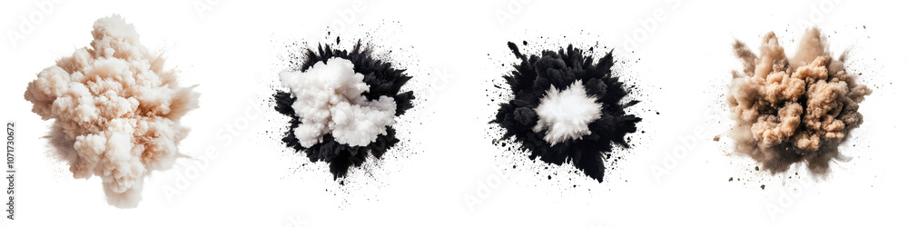 Dramatic explosive burst of powder and smoke dispersing in chaotic and dynamic motion creating an abstract and surreal visual effect with bold colors and textures Dramatic explosive burst of powder and smoke dispersing in chaotic and dynamic motion creating an abstract and surreal visual effect with bold colors and textures