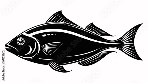 Halibut vector silhouette black on white background