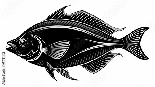 Halibut vector silhouette black on white background