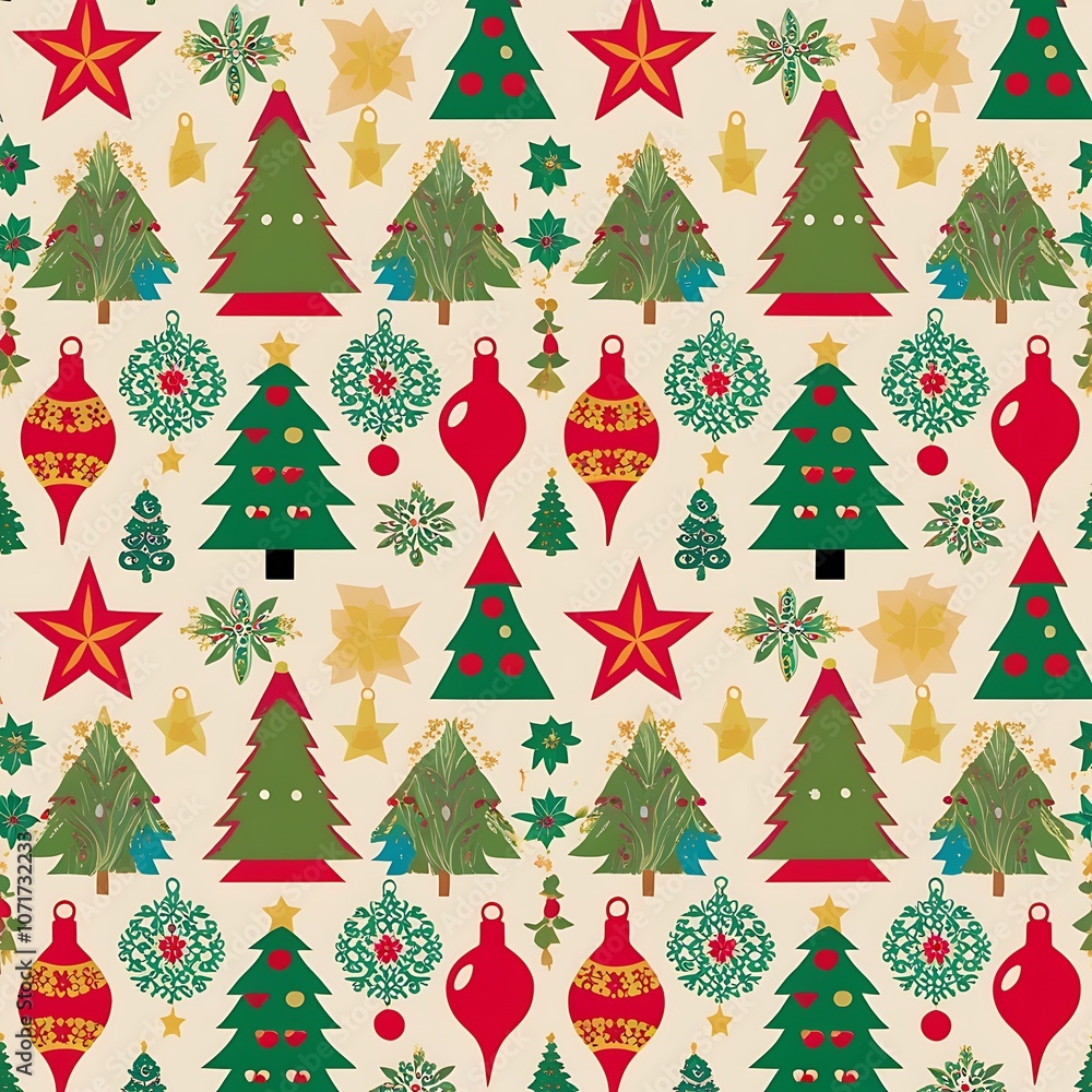 Obraz premium Folk art-inspired Christmas illustrations with unique
