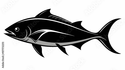 Mahi-mahi vector silhouette black on white background