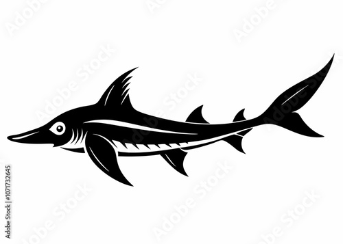 sawfish silhouette vector black on white background