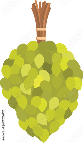 Traditional bath broom, made of fresh green leaves, hanging and drying, ready to be used in a sauna for a relaxing and invigorating experience