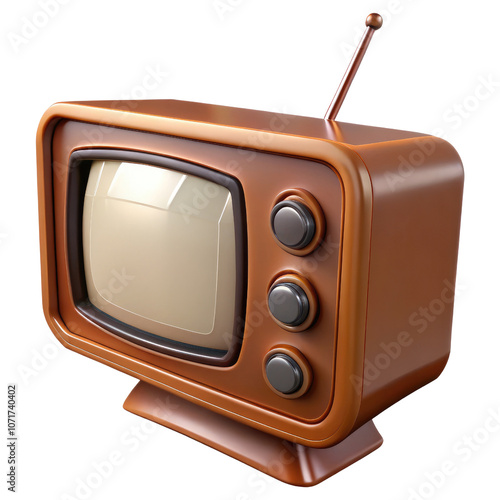 3D Classic Television Isolated on White or Transparent Background, Retro TV Design photo