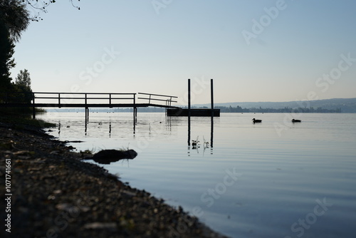 Steg am Untersee (Bodensee) in den Morgenstunden photo