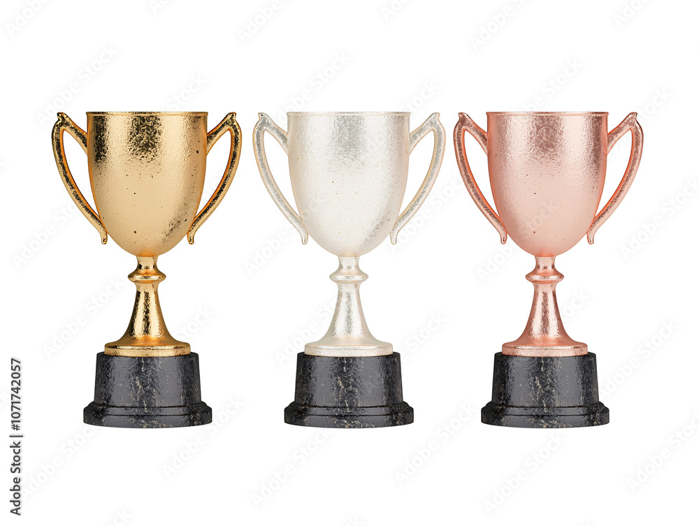 a group of trophies on a white background a group of trophies on a white background