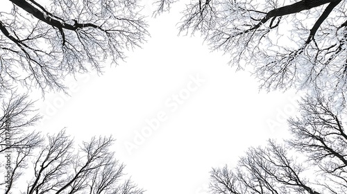 Wallpaper Mural A winter scene with bare trees framing a bright, empty sky. Torontodigital.ca