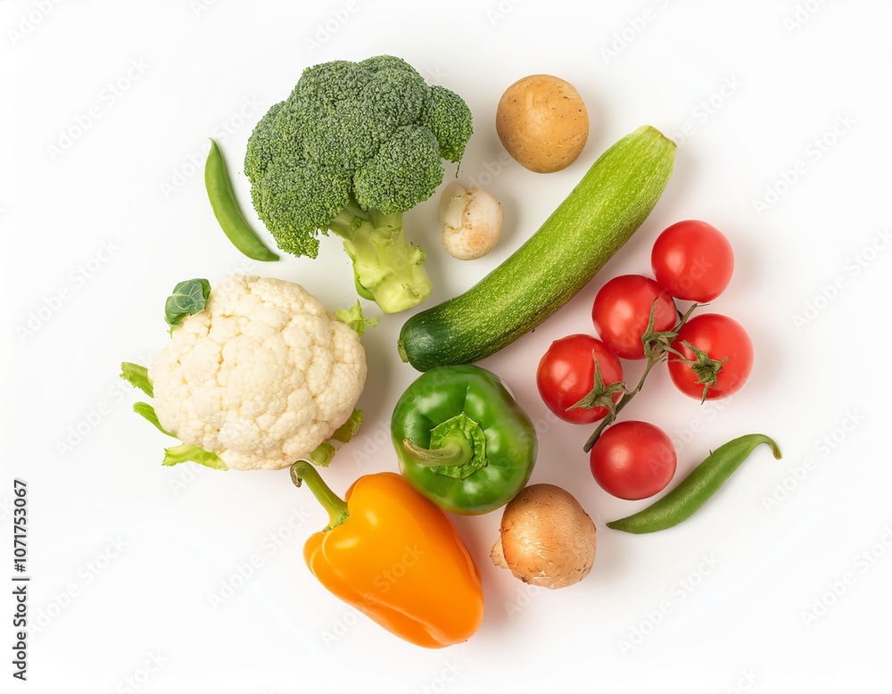 Fresh vegetables forming a circle on white background Fresh vegetables forming a circle on white background