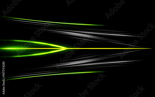 The effect of neon green speed on a dark background