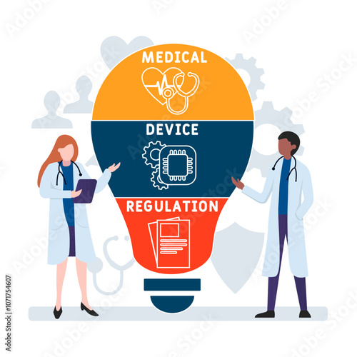 MDR - Medical Device Regulation acronym. medical concept background. vector illustration concept with keywords and icons. lettering illustration with icons for web banner, flyer, landing pag 