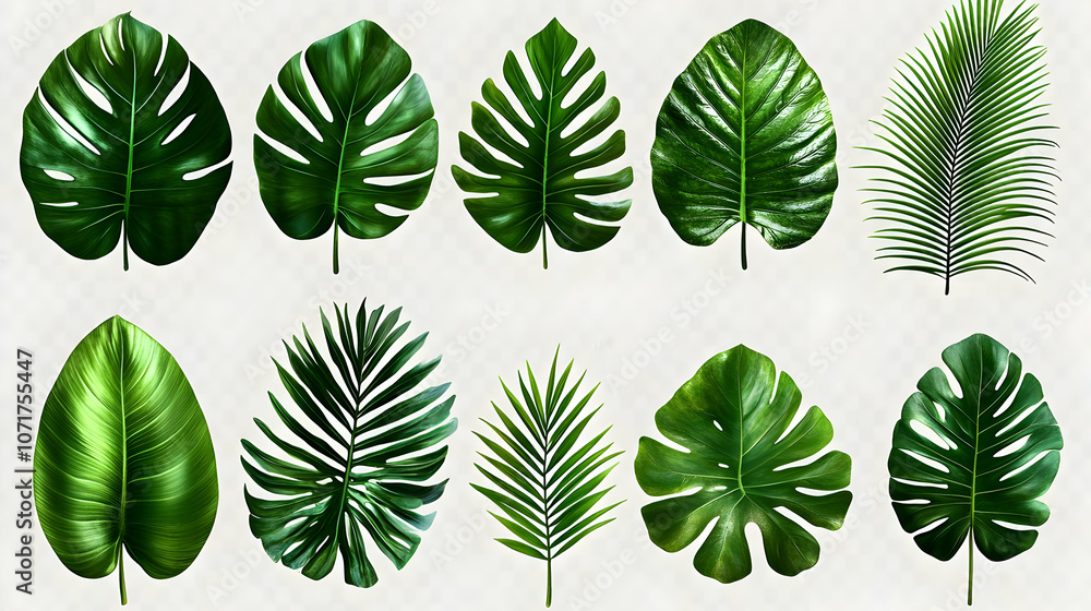 Fototapeta premium Green Tropical Leaves Illustration