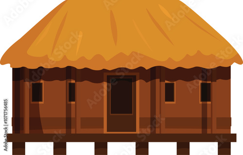 Simple wooden hut with thatched roof, evoking images of tropical islands and remote getaways