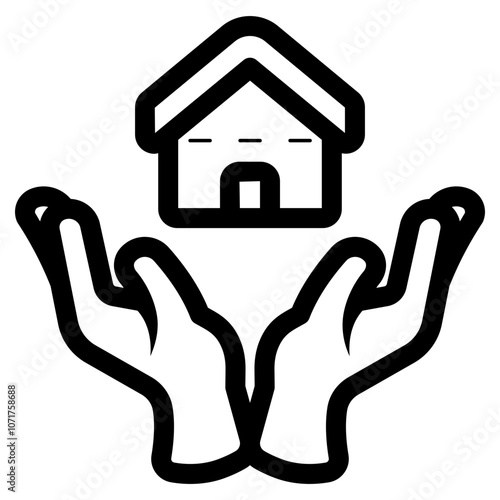 hands holding residence house icon