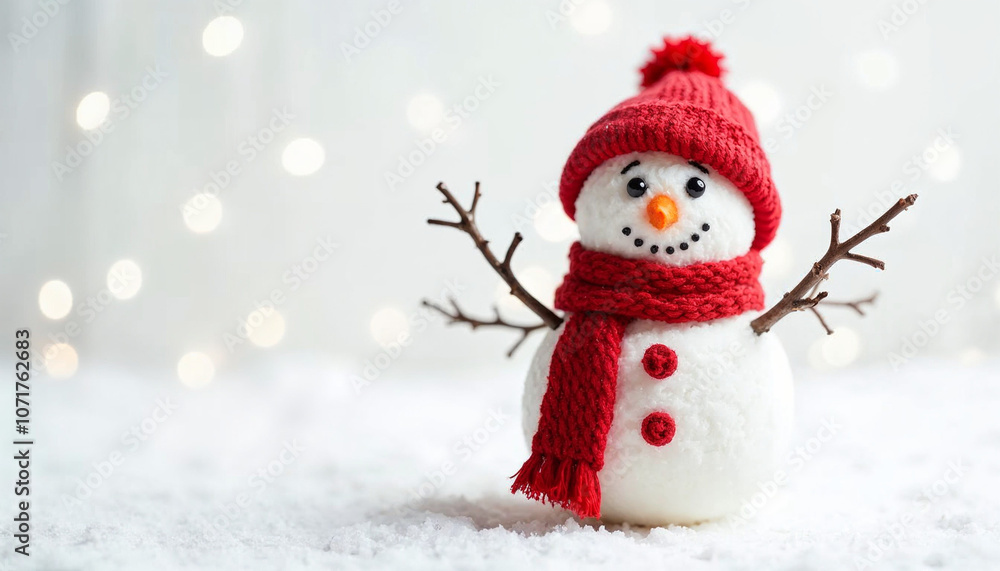 Fototapeta premium snowman on snow isolated on a white background