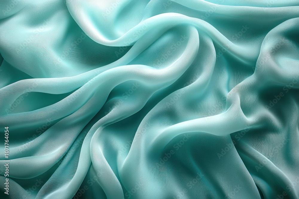 Obraz premium Abstract Texture of Draped Aqua Silk Fabric