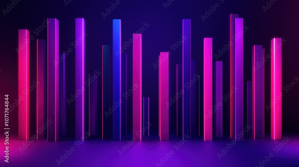 Obraz premium Abstract Neon Lights Background Glowing Pink and Purple Cityscape