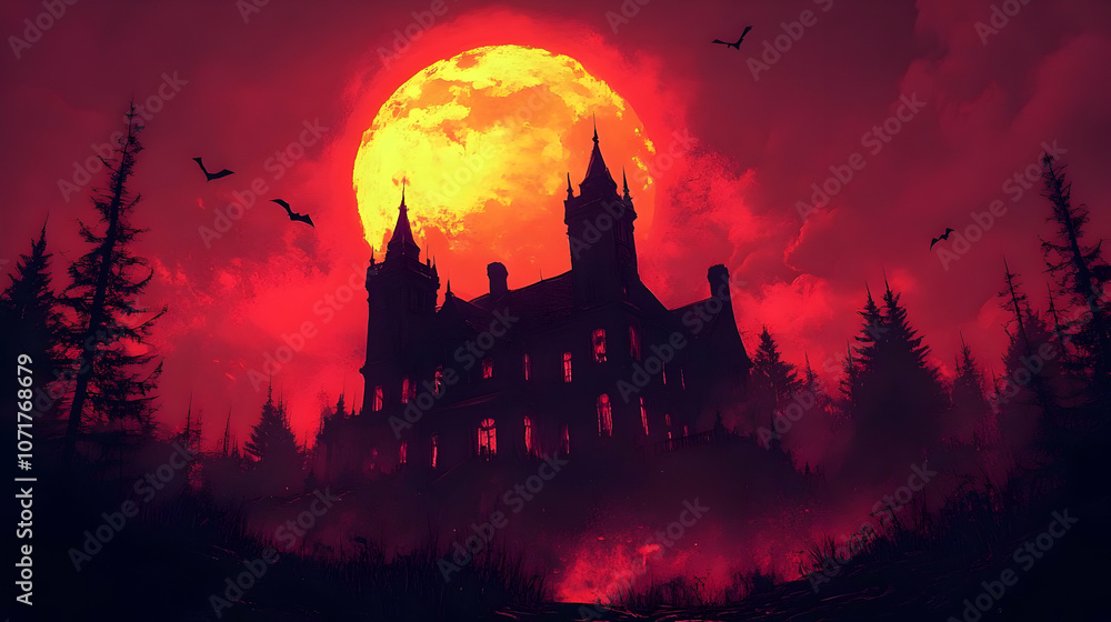 Spooky Haunted Mansion Illustration Spooky Haunted Mansion Illustration