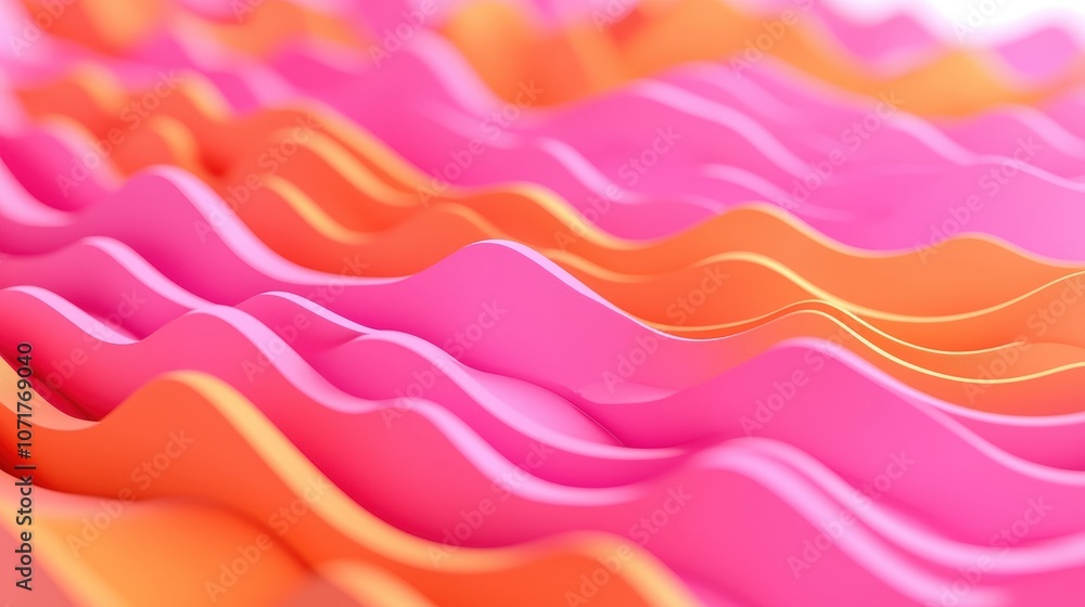Fototapeta premium Abstract 3D Flowing Waves Pink and Orange Color Gradient Background