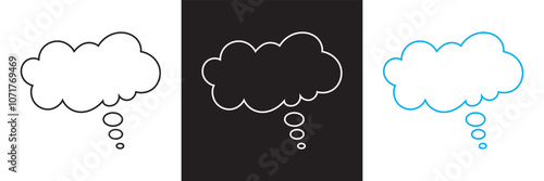 Think bubble isolated. Trendy think bubble in flat style. Modern template for social network and label. Creative thought balloon. Cloud line art, Dream cloud vector. Vector illustration. EPS 10