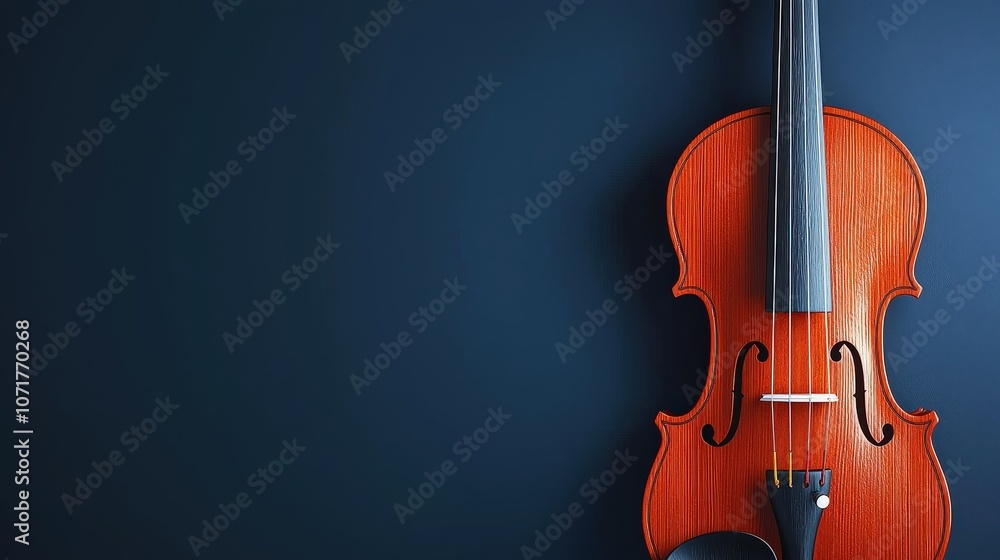 Fototapeta premium Classic Violin on Dark Blue Background Musical Instrument String Instrument Orchestra