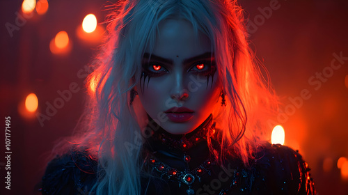 Woman with Red Eyes Illustration