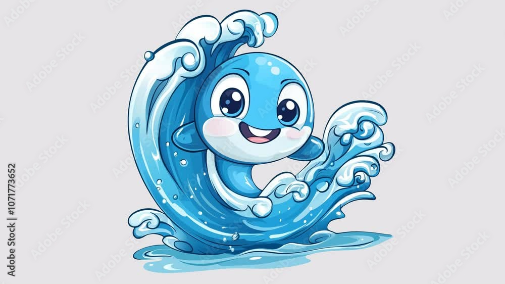 Water wave with cartoon character graphic animation. Alpha channel. Transparent background motion design. 4K resolution Water wave with cartoon character graphic animation. Alpha channel. Transparent background motion design. 4K resolution