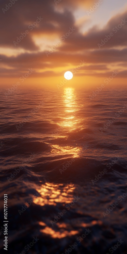 Obraz premium Golden Sunset Over the Ocean