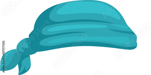 Light blue bandana knotted at the back, headscarf, headwear fashion accessory