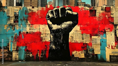 Urban Graffiti Art with Fist Illustration