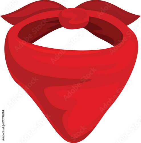 Red bandana, a classic symbol of cowboys and the wild west, tied around the neck, offering protection from dust and adding a touch of rugged style