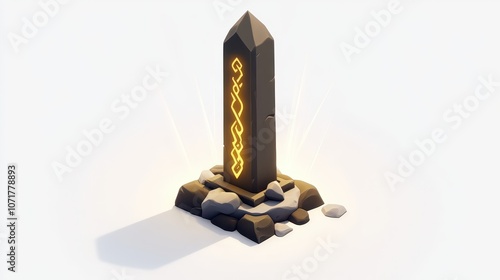 Floating celestial obelisk 3D texture, gaming texture isolated on transparent or white background, png