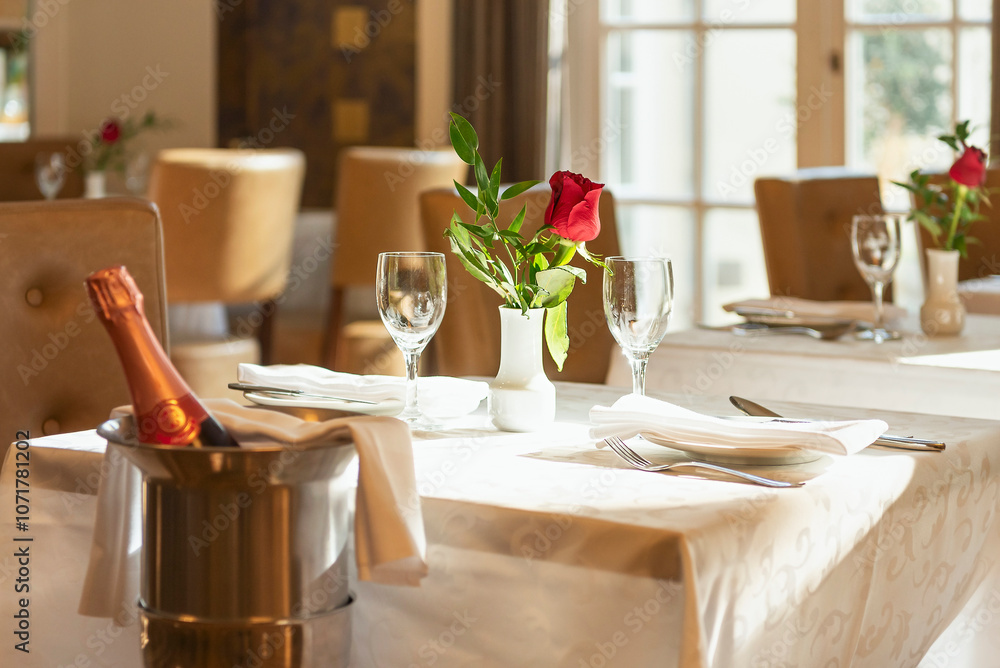 A set table in the restaurant