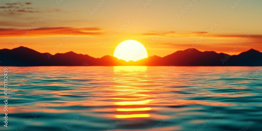 Sunset over the Mountains and Ocean Sunset over the Mountains and Ocean