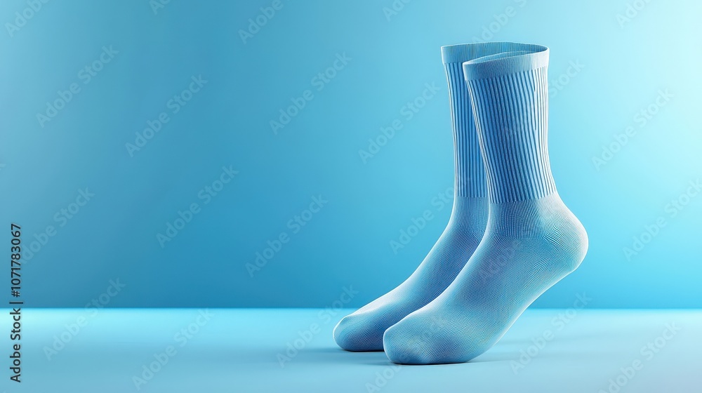 Stylish Light Blue Socks on Soft Background Stylish Light Blue Socks on Soft Background