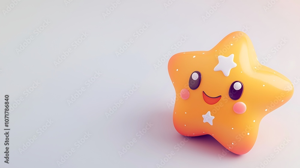 Cute Yellow Star Character with Happy Face on Simple Soft Background, Perfect for Fun and Playful Design Projects, Children's Themes, and Whimsical Artwork Cute Yellow Star Character with Happy Face on Simple Soft Background, Perfect for Fun and Playful Design Projects, Children's Themes, and Whimsical Artwork