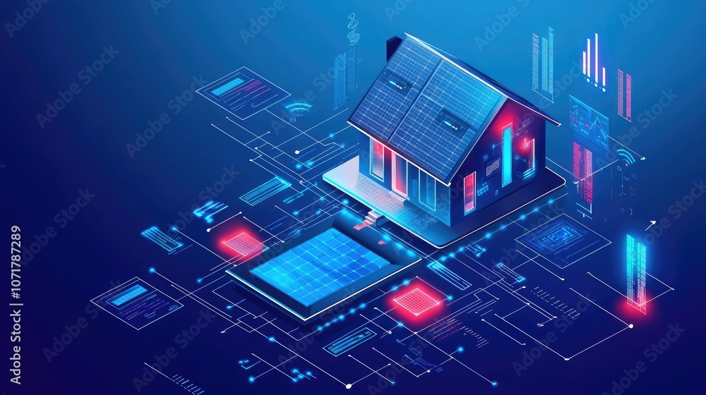 Smart Home Technology with Solar Panels and Data Connections Smart Home Technology with Solar Panels and Data Connections