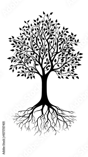 Obraz na płótnie Explore the symbolism of a family tree icon with branches and roots on a transparent background w salonie