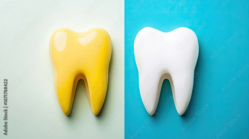 split view of tooth showing teeth whitening transformation, with one side yellow and other side white, highlighting effectiveness of whitening treatments split view of tooth showing teeth whitening transformation, with one side yellow and other side white, highlighting effectiveness of whitening treatments